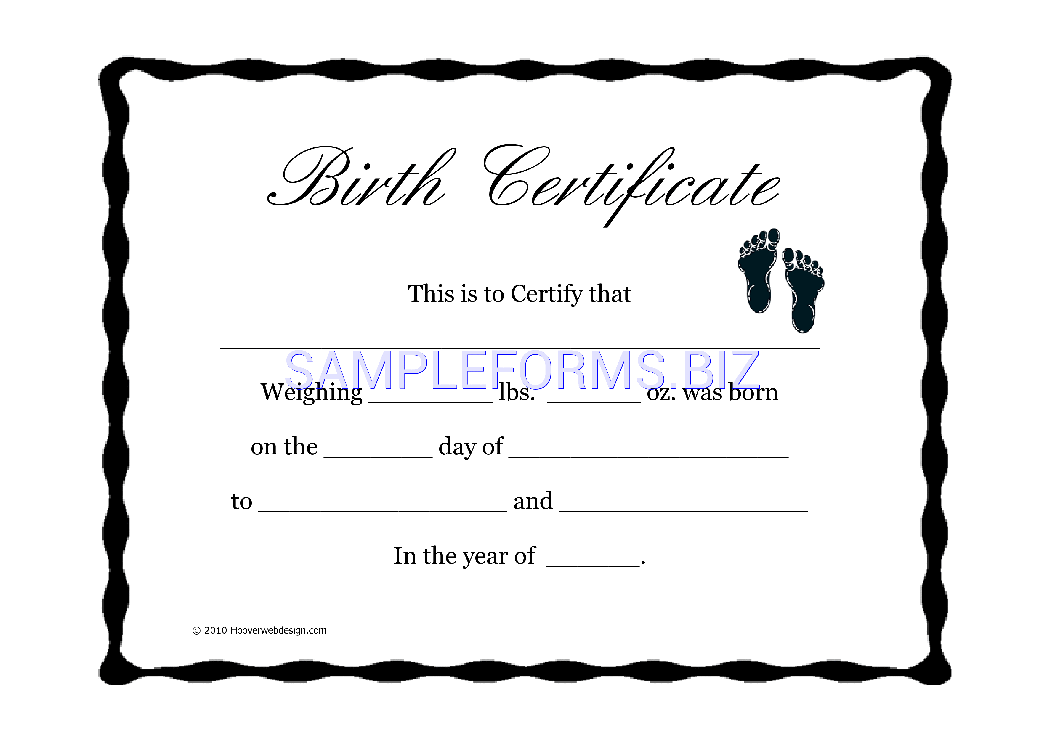 Preview free downloadable Birth Certificate Template 2 in PDF (page 1)